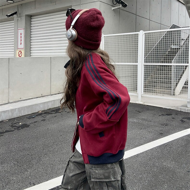 抖音得物高品质26春装美式高街重磅结构拼接织带立领卫衣外套CM42,女装短外套,电商A486-1