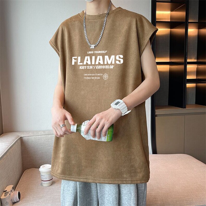 可设48小时发货支持抖音得物来样二开240克重磅美式麂皮绒背心t恤，男装背心/马甲，电商A486