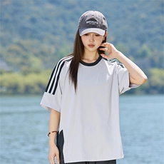 港风插肩袖拼接短袖t恤女纯色三条杠休闲上衣A406T6068特P33，男装T恤，星座309（原A406）