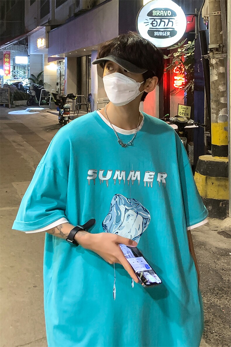 B239-1273-P28港风魔方水滴创意印花夏季重磅落肩袖短袖t恤,男装T恤,星座514-2(原B239)