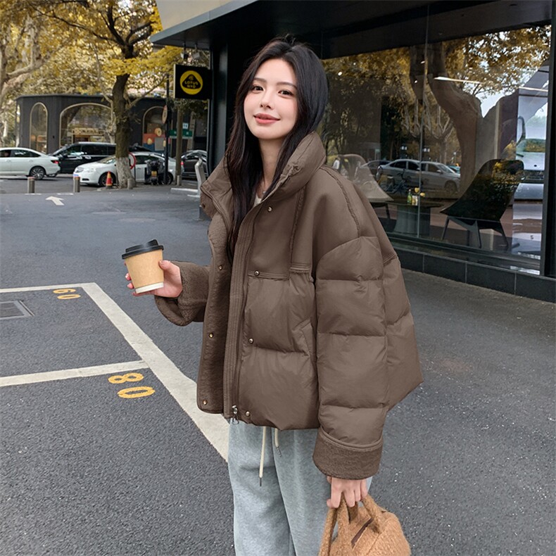 新款个性拼接羽绒服冬季立领小个子保暖外套99036款P285K388图片