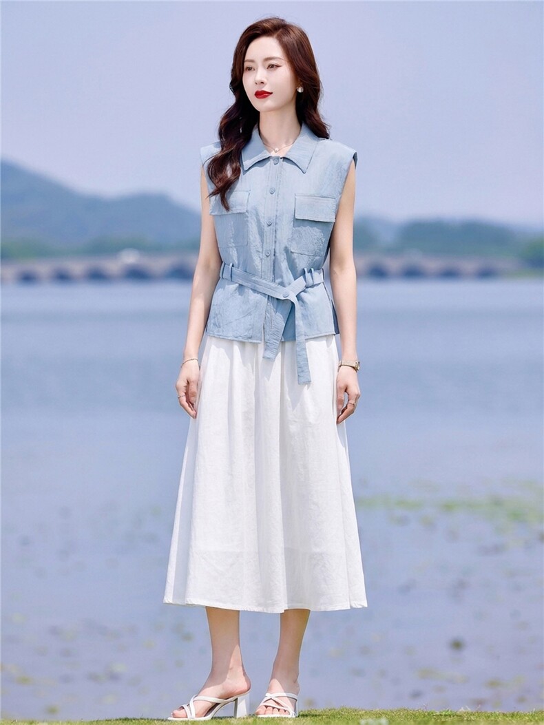 2026年夏季休闲风莱赛尔纤维上衣半身裙透气时尚两件套,女装套装/套裙,靓衣阁