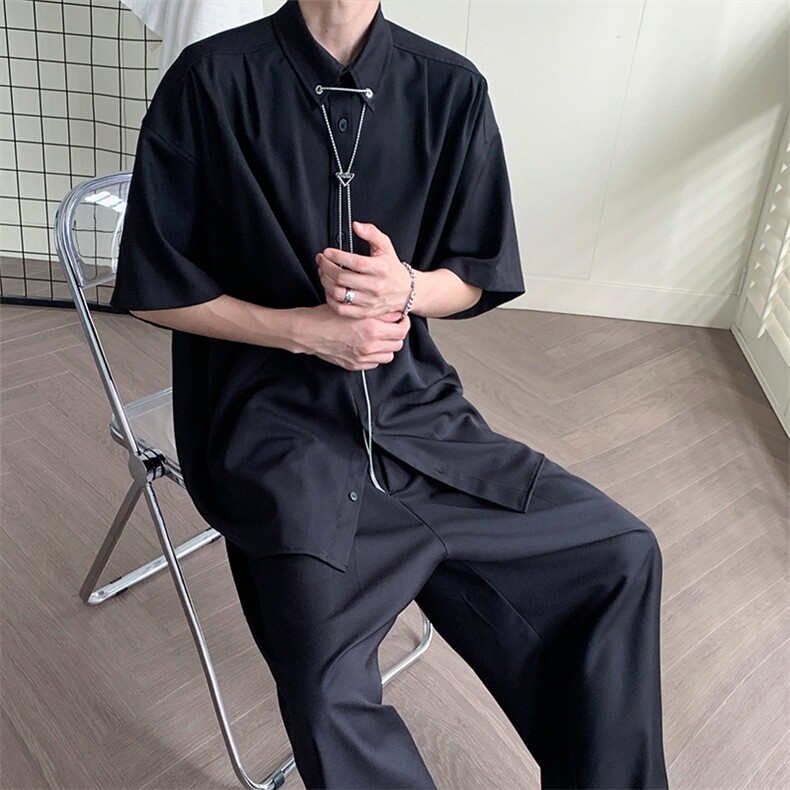 特P40无差价夏季新款潮流百搭休闲短袖衬衫-HC2275港风,男装衬衫,电商A003
