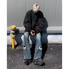 美式飞行员夹克男士秋冬季高级感褶皱棒球服Y175P75，男装夹克，星座1116-2