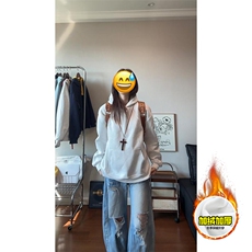480G重磅加绒硬挺boxy男女秋冬美式高街结构螺纹拼接卫衣厚外套，女装短外套，电商A486
