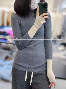 10色羊毛衫打底拼色袖子图片