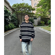 条纹重磅圆领男士卫衣秋季宽松时尚休闲男打底衫WA173，男装卫衣，星座1116A（原606A-3）