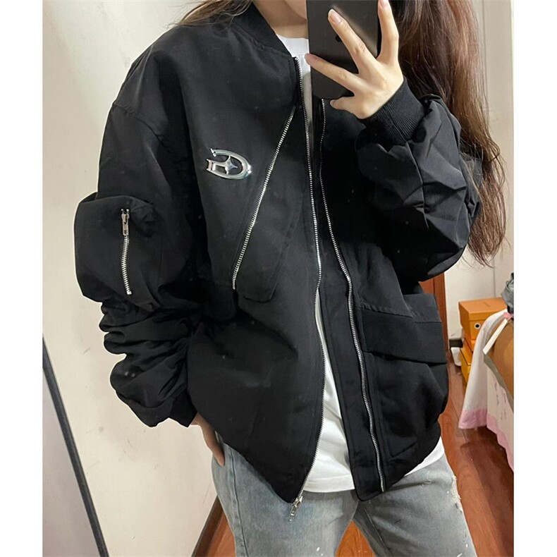 街头设计感飞行服外套女春秋季新款工装夹克棒球服 JW28图片