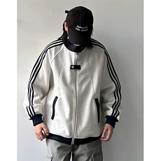 抖音得物品质秋冬美式高街重磅结构拼接织带翻领卫衣夹克外套W113，男装夹克，电商A486