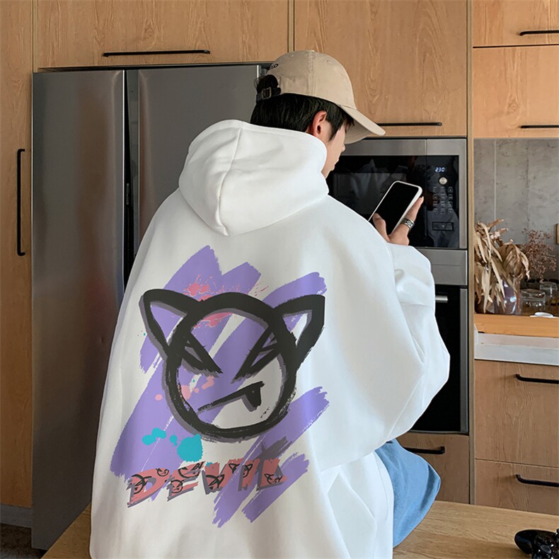 小恶魔美式印花连帽卫衣男装23春秋情侣款外套XZ514-2-W8868-P43，女装短外套，星座514-2(原B239)