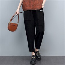 2022春季新款舒适灯芯绒休闲裤宽松显瘦百搭时尚女裤，女装休闲裤，悦见她