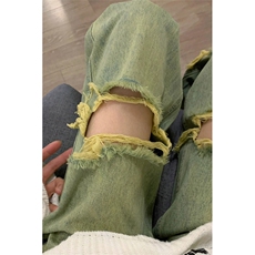 黄泥色水洗做旧破洞牛仔裤夏季薄款宽松乞丐裤CCNZ02-特P48，男装牛仔裤，星座1007（原301D）