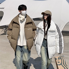 EQ332情侣装冬装棉衣外套男女同款三条织带面包服，男装棉衣，电商C306-1