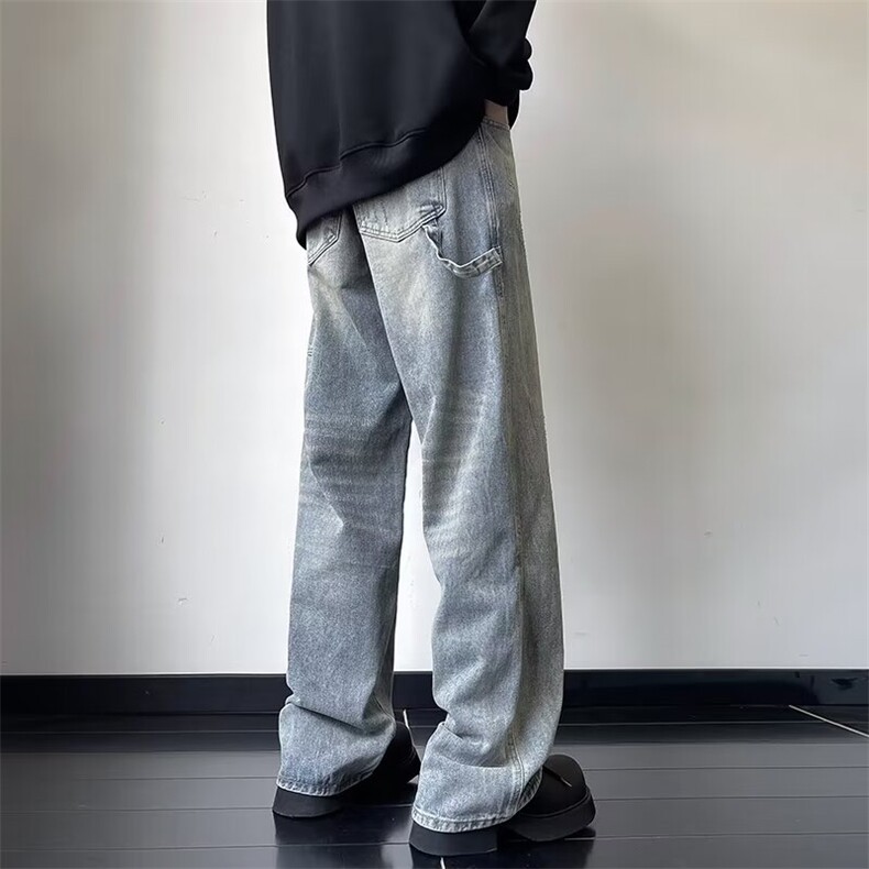 美式高街牛仔裤男韩版潮流个性帅2024冬季新款ins长裤RK1325-P46,男装牛仔裤,星座412-2