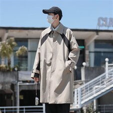 春秋款高级感卡其色大衣外套轻熟风男装长款风衣男士W5077-P60，男装风衣，星座512-2