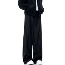 春秋美式高街休闲裤男女垂感阔腿西裤长裤纯色西装裤宽松直筒裤子，男装西服套装，电商A443