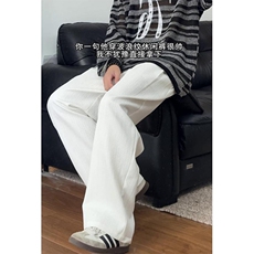 肌理感白色小西裤男垂感条纹休闲长裤宽松显瘦直筒裤子K619，男装西裤，星座1116A（原606A-3）