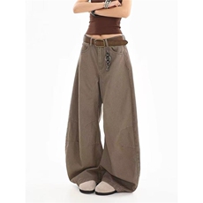 AK1826-P58美式复古新款高腰宽松显瘦弯刀阔腿牛仔裤，女装休闲裤，星座617A-2