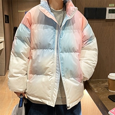 特批50无差价港风扎染渐变外套男士加厚保暖大码抽绳立领棉衣M08，男装棉衣，电商A001-1