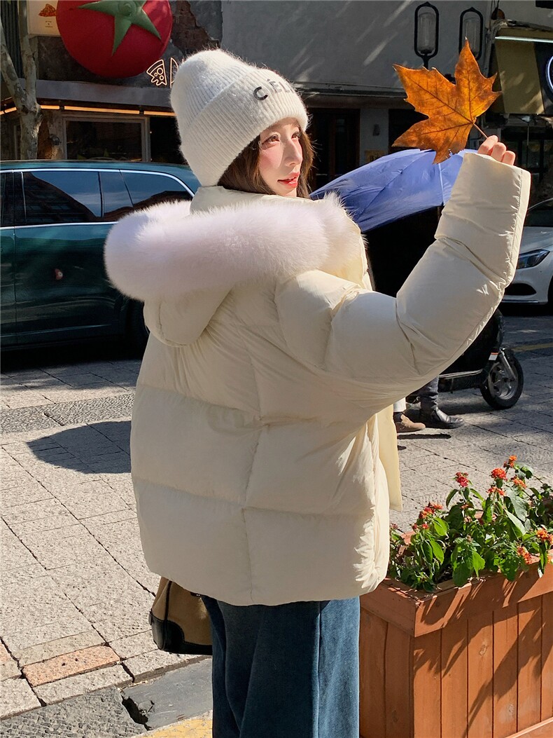 现货主推超大狐狸毛领加厚保暖90白鸭绒泡芙2025冬装新款羽绒服女,女装羽绒服,苗苗