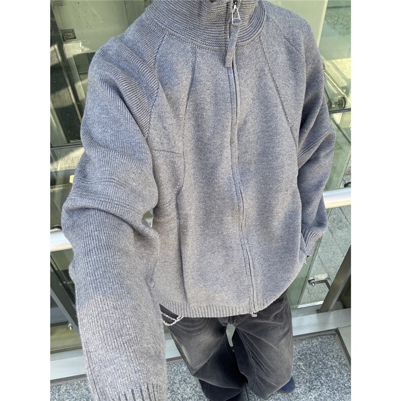 慵懒风简约百搭重磅拉链毛衣男长袖宽松休闲情侣立领开衫特P55，男装针织衫/毛衣，星座203-1