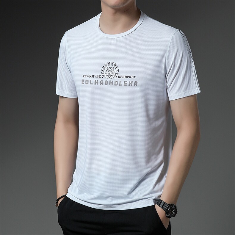 2023年夏季中年宽松短袖百搭上衣圆领时尚冰丝潮流T恤YF13011-P55,男装T恤,星座1105-3