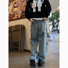 B221美式ins高街暗黑小众渐变色宽松工装牛仔裤LK23143-P80控108，男装牛仔裤，电商B221