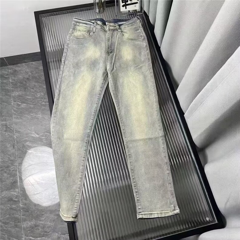 1506-1/K6781/P49潮牌男浅色百搭印花修身小直筒牛仔裤痞帅休闲,男装牛仔裤,星座1506-1