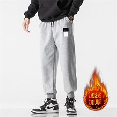 K12119-P40加绒P50束脚纯棉运动裤男士休闲裤大码宽松卫裤男，男装休闲裤，电商A040A