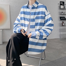 衬衫男秋季新款港风宽松条纹长袖衬衣CS028-P45，男装衬衫，星座214-3