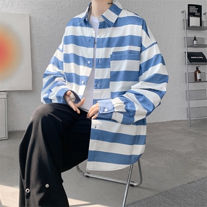衬衫男秋季新款港风宽松条纹长袖衬衣CS028-P45图片