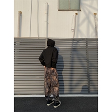 2024/豹纹裤休闲直筒阔腿宽松弯刀高街裤1005-3-SGA862-P55控78，男装休闲裤，星座1005-3