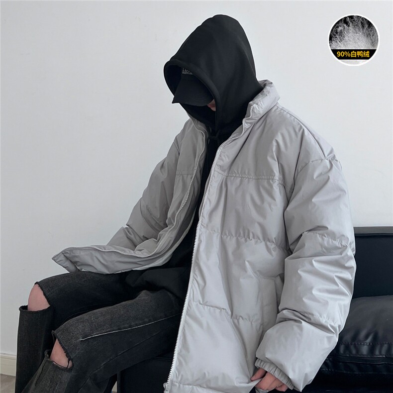 白鸭绒潮流光板抽绳立领羽绒服保暖外套Y5848-P140【特价】,男装羽绒服,电商A007