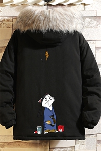 MM48014-P130 冬季大毛领衣男士大码加厚袄男服 砖墙挂拍图片
