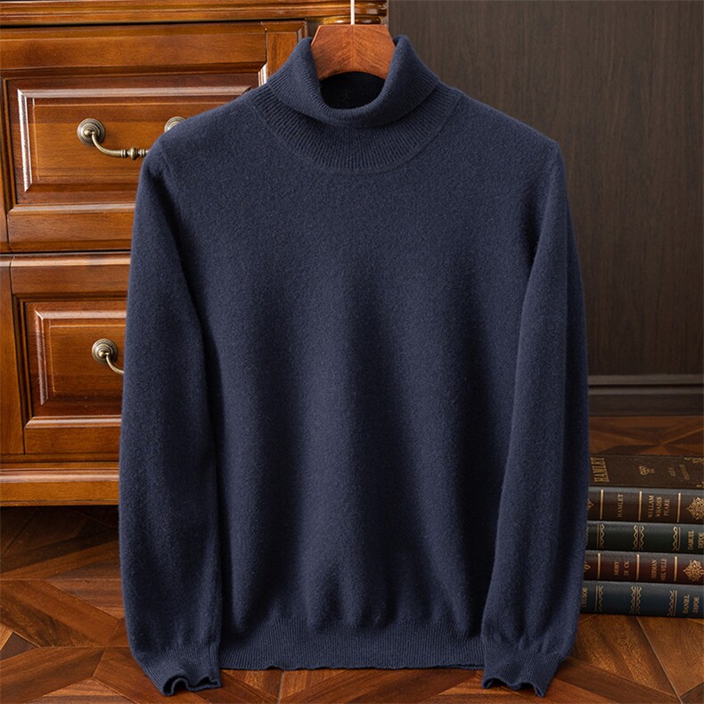 男士高翻领羊毛衫羊毛圆领长袖时尚都市男装，男装羊毛衫，牧绒家园高端店