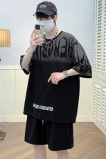 夏上新青少年潮圆领半袖套装创意印花短裤T恤男女6643-P60控价88，男装T恤，电商A441-1