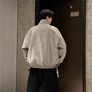 网图慎用 复古立领皮衣夹克宽松情侣外套男春XZ514-2-JK098-特P65图片