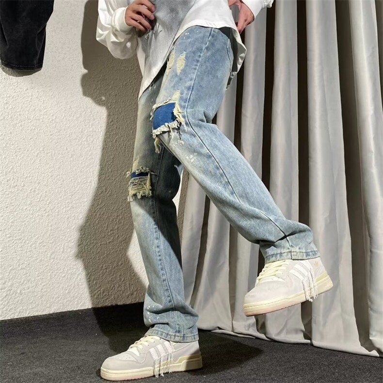 潮新款文艺时尚青春流行春季男ins气质牛仔裤宽松直筒N5001-P50,男装牛仔裤,星座1109-3