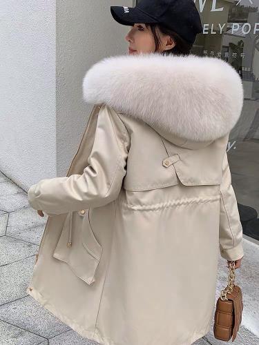 ZHG8131真狐狸毛领内胆可拆卸獭兔毛保暖派克服,女装,L·H·X