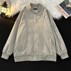 美式飞行员夹克男女cityboy廓形工装上衣宽松棒球服外套HJ75-p65图片