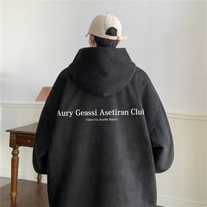 ！麂皮绒连帽卫衣 直播品质重磅400克Aury印花JL7110-P45图片