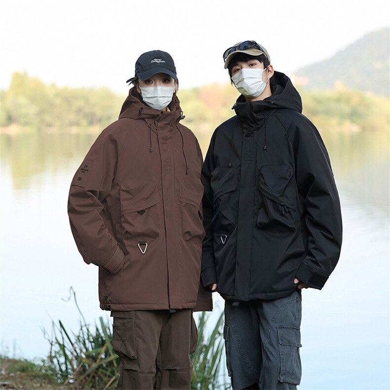 工装风机能百搭纯色连帽棉衣户外防风冲锋衣外套男女M353-特价P76图片