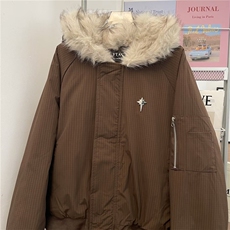 美式潮牌毛领加厚短款棉服男女冬季cleanfit保暖棉衣M0776-P93，男装棉衣，星座308B-2