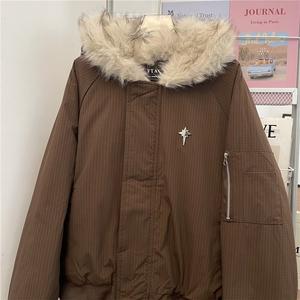 美式潮牌毛领加厚短款棉服男女冬季cleanfit保暖棉衣M0776-P93图片