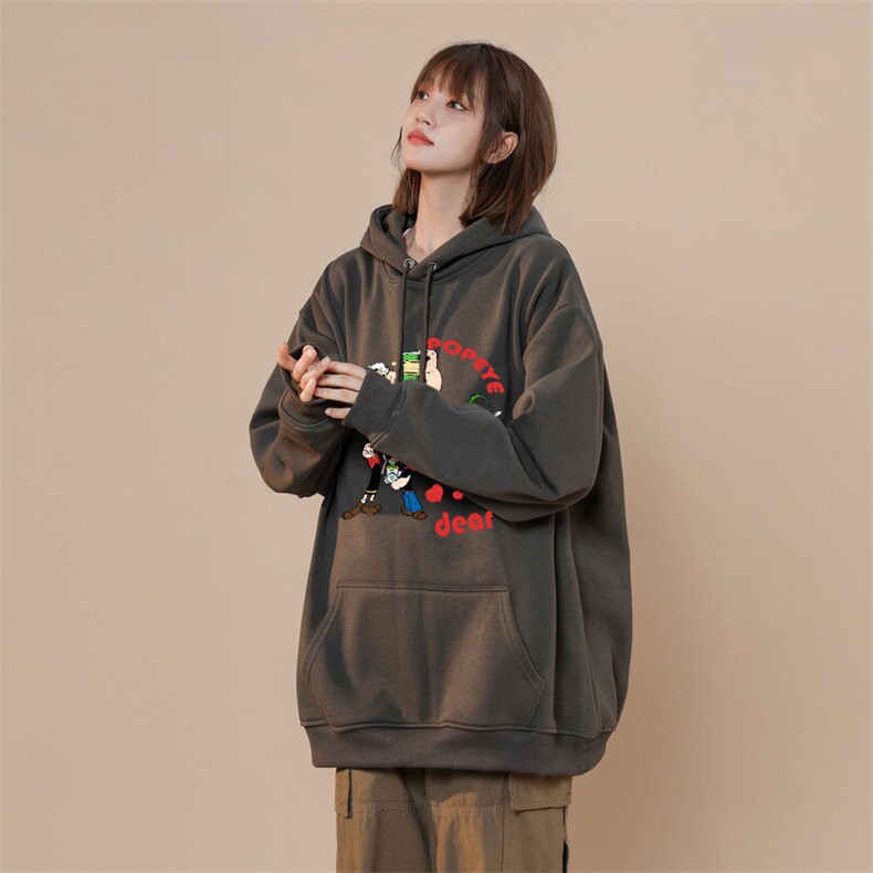 大力水手印花LOGO男女情侣潮牌连帽卫衣,男装卫衣,星座310A-4