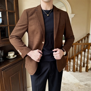 26做货-男士灯芯绒休闲西装修身韩版西服外套上衣DX6948P165图片