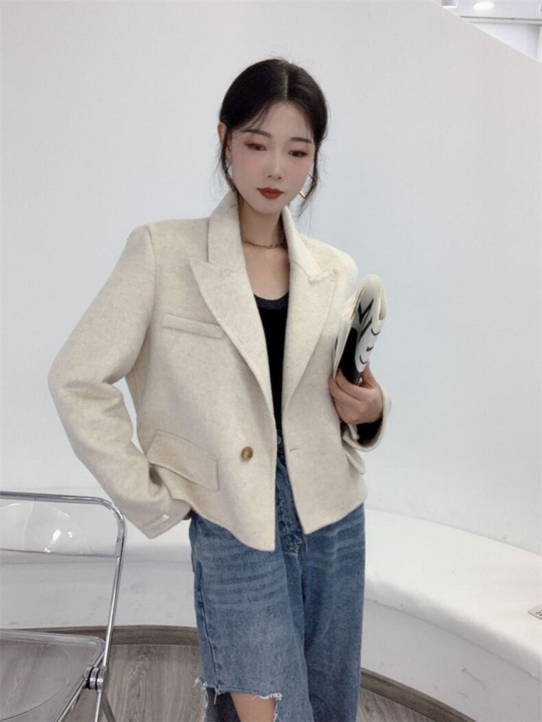 短款小西装双面羊绒，女装西装，新依西阁