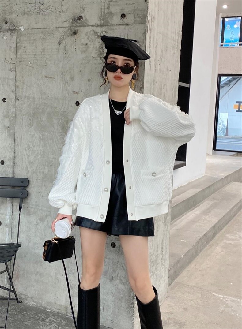 菱形格卫衣外套，女装卫衣/绒衫，OU XI NI 欧希倪