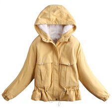 现货冬季时尚中长款宽松工装羊羔毛加厚棉服女487102P130控188，女装棉衣/棉服，艾青服饰