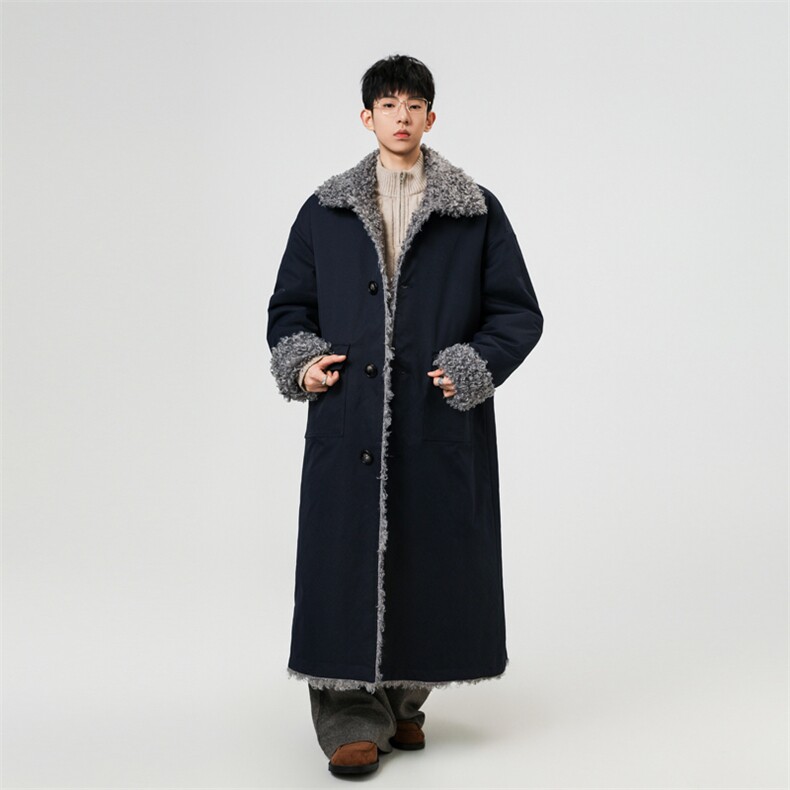 美式街头羊羔毛工装棉服男冬季保暖中长款派克服加厚保暖大衣，男装棉衣，星座903-1
